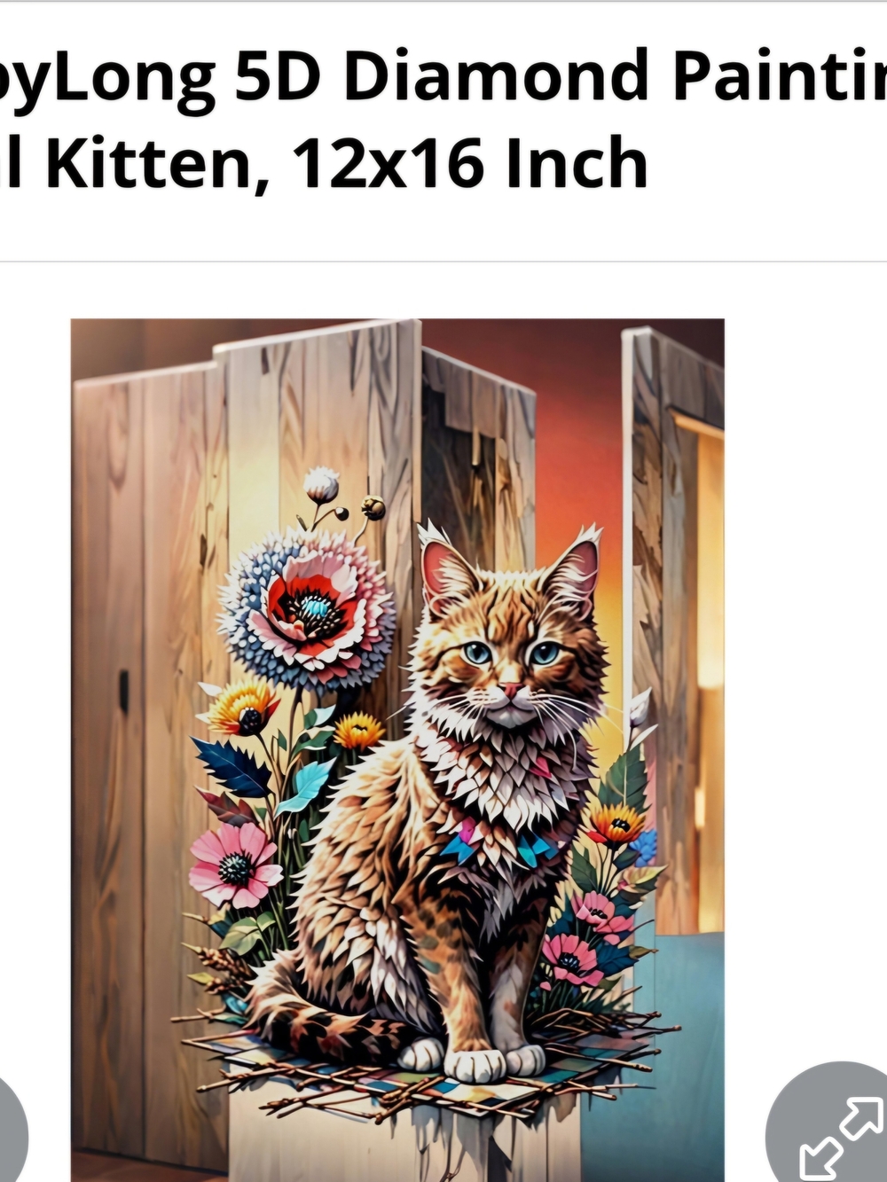 Orange Tabby Cat Wall Art Painting with Floral Accents